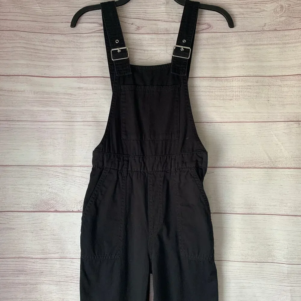 H&M Divided Black Bib Overall Jumpsuit Joggers Cargo Utility Size 0